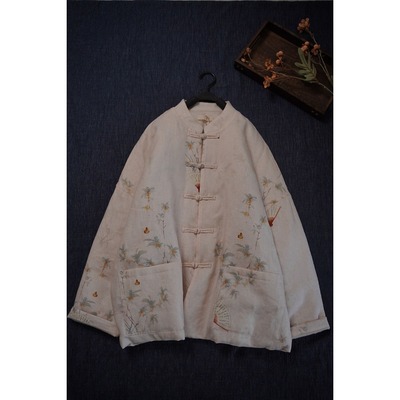 新中式印花棉袄女短款冬加厚外套中国风对襟盘扣唐装洋气质夹棉服