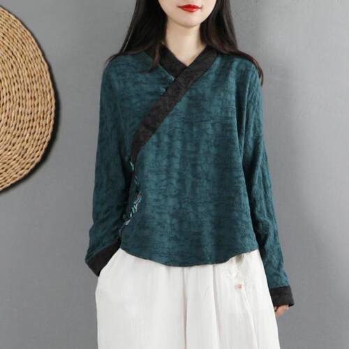 民族风绣花复古棉麻改良汉服茶服