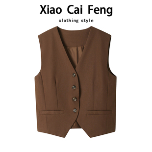 高级感穿搭气质叠穿坎肩上衣薄 时尚 老钱风亚麻西装 马甲背心女夏季