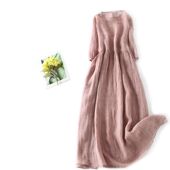 收腰显瘦大摆长裙 棉麻连衣裙女夏季 清仓捡漏 日系亚麻纯色七分袖