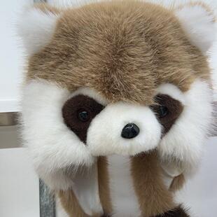 新款毛绒浣熊卡通撞色加厚冬季熊猫可爱滑雪护耳保暖雷锋帽子头帽