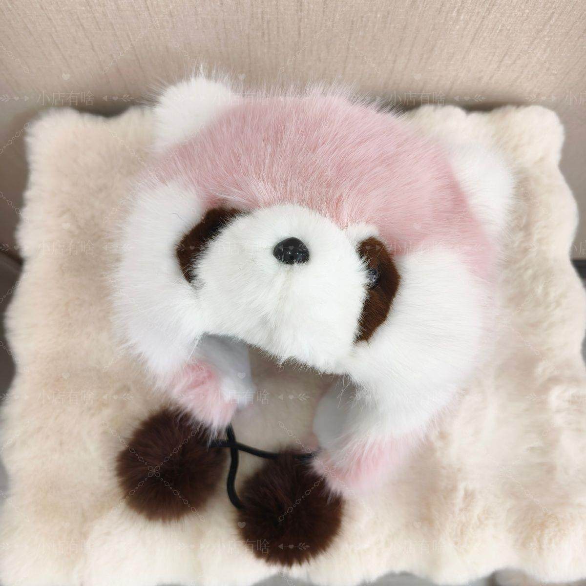 儿童新款熊猫毛绒浣熊保暖帽子加厚狐狸亲子可爱护耳卡通冬季雷锋