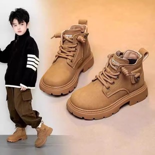 女童马丁靴儿童靴子2025秋冬新款皮靴冬季加绒加厚雪地靴男童短靴