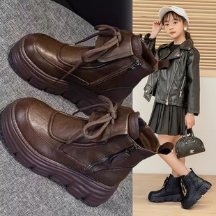 女童马丁靴2025秋冬新款儿童靴子洋气公主加绒短靴中大童女孩靴子