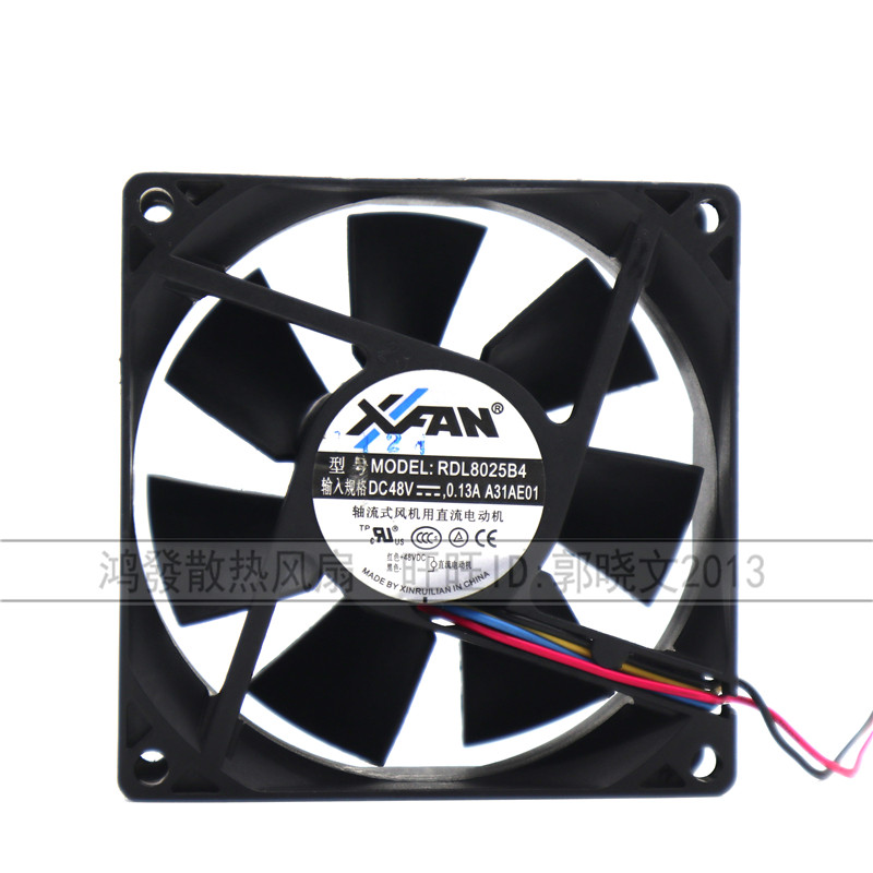 原装欣瑞联 RDL8025B4 DC48V 0.13A 四线 pwm温控散热风扇 8CM