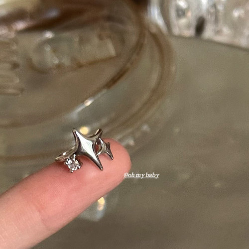 无耳洞可戴耳骨夹四角星星芒锆石