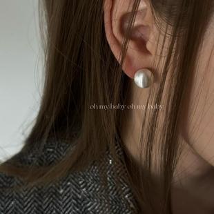 E676 极简韩风chic拉丝圆球耳饰气质简约 蚊香盘耳夹 无耳洞可戴