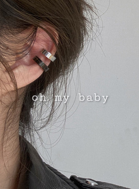 极简耳夹耳骨夹 韩国简约基础百搭无耳洞圆圈圆形黑色男女同款ins