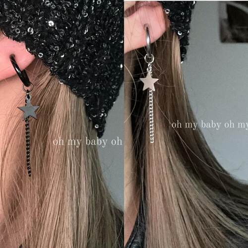 弹簧圆圈耳夹无耳洞星星链条
