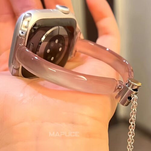 MAPUCE醉桃手绘手表带适用苹果高级感applewatchS11/10/9手工表带