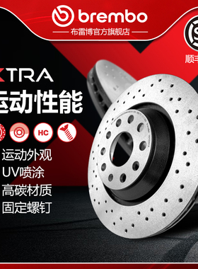 打孔后刹车盘brembo布雷博XTRA适配大众蔚揽/高尔夫R/尚酷/R20