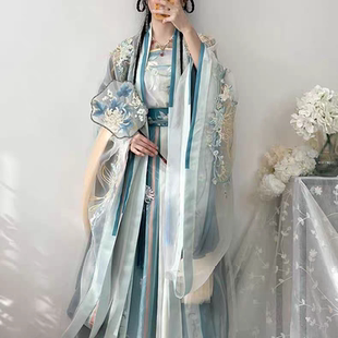 原创齐腰大袖衫吊带百褶裙绣花宋制汉服女全套【蝶恋花语】