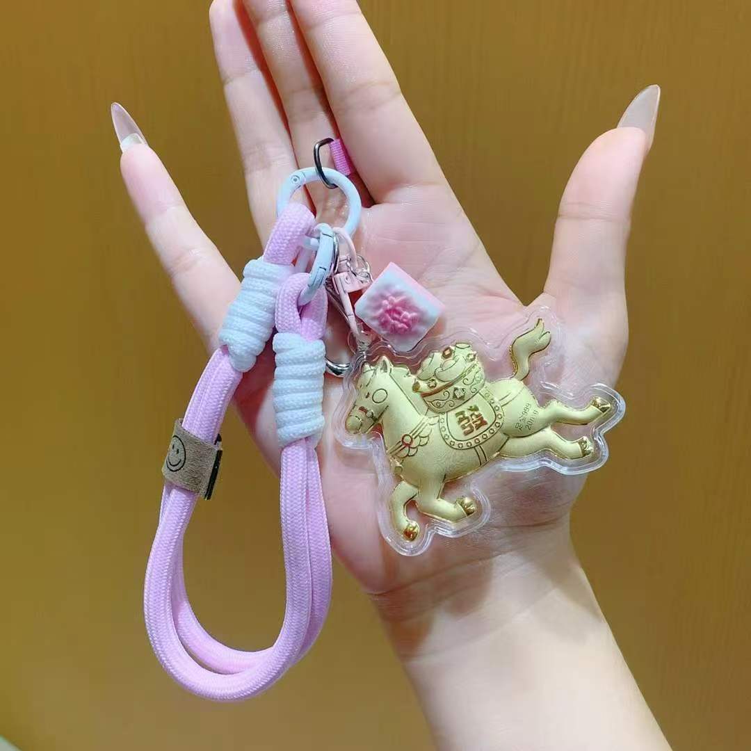 马年足金999黄金hellokitty哈喽KT猫手机链挂绳钥匙扣包挂件礼盒