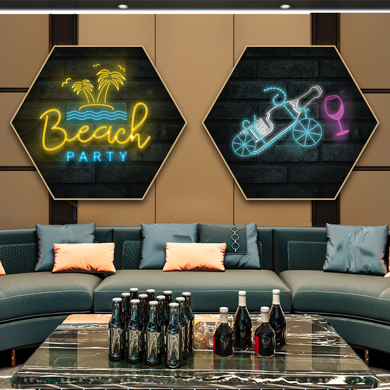 酒吧装饰画清吧音乐餐吧烧烤店烤肉店网红背景墙壁画餐厅文字挂画