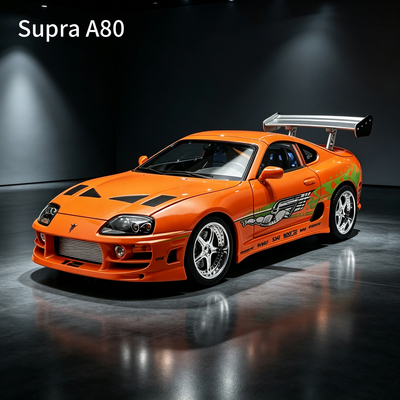丰田牛魔王Supra A80合金汽车模型1/24敞篷回力声光跑车男孩玩具