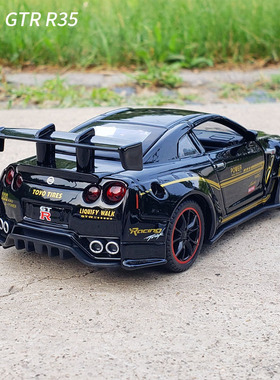 1:32尼桑GTR战神r35跑车合金车模声光回力玩具车摆件仿真金属车模