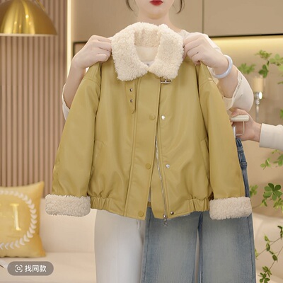 女童冬装加绒加厚皮衣外套2025新款洋气中大童时尚保暖皮夹克上衣