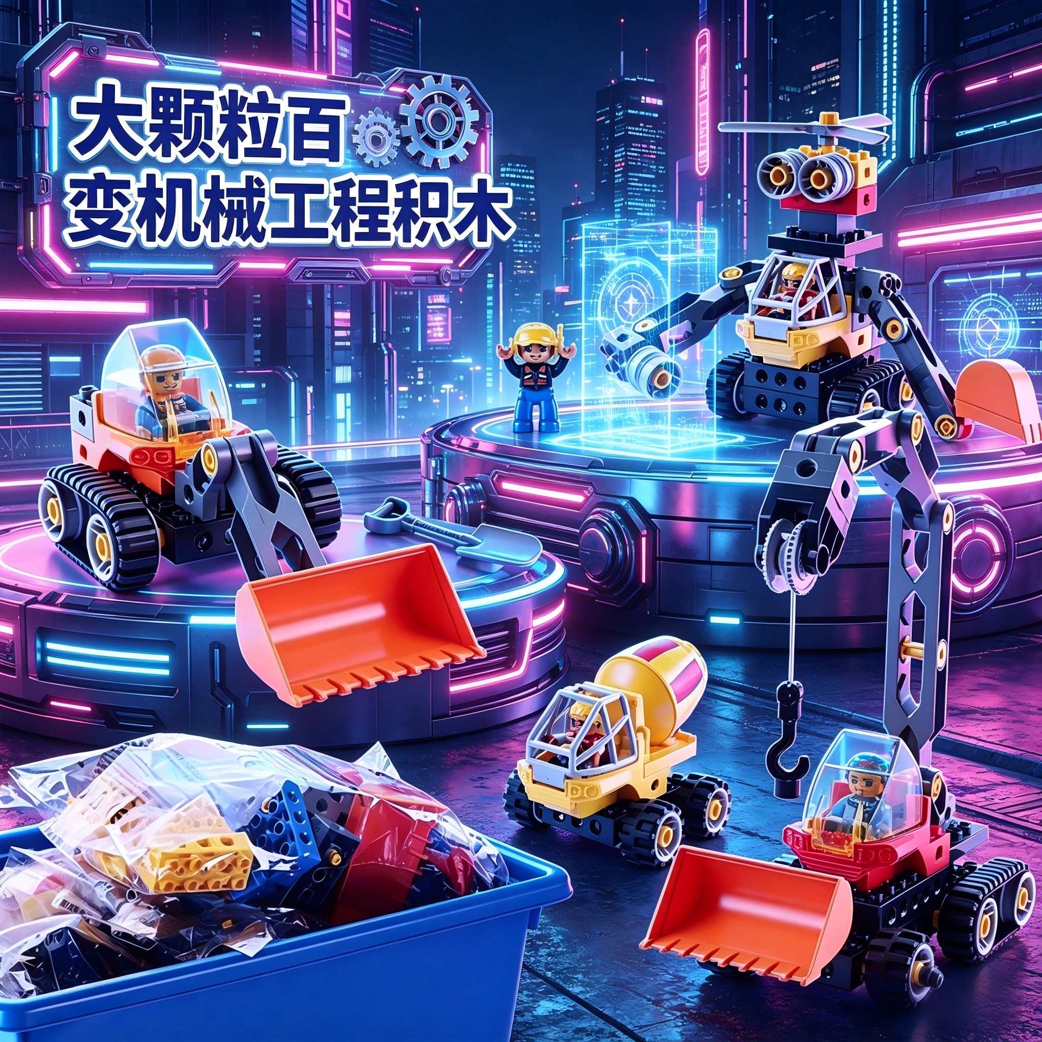 45002机械工程拼插积木大颗粒科教器材3岁以上宝宝爱学习益智玩具