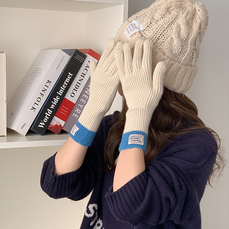 【多多买手店】秋冬韩系百搭风手套女秋冬分指触屏户外骑行保暖防