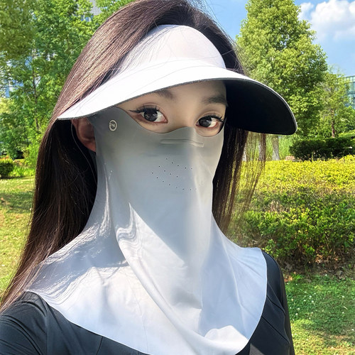 新款冰丝全脸防晒面罩帽子口罩