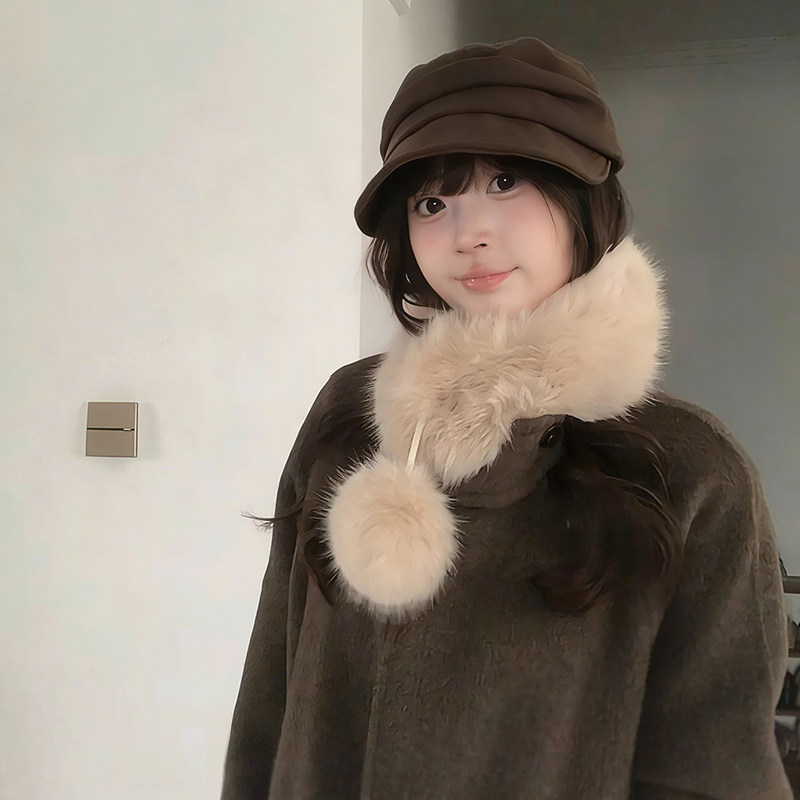 蘑糯糯同款韩版狐狸毛皮草围巾女冬季宅女毛毛围脖气质毛绒护颈厚