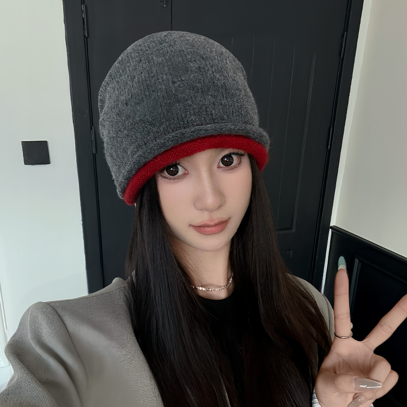 大头围冷帽女秋冬季保暖月子帽针织毛线帽护耳防寒显脸小堆堆帽