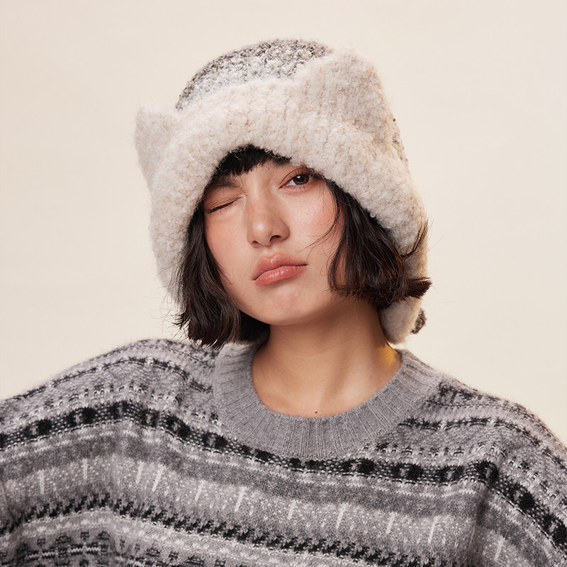 韩版可爱猫耳毛绒帽子女秋冬季保暖绑带针织护耳帽百搭套头雷锋帽,服饰配件/皮带/帽子/围巾,帽子,淘宝优惠券,粉丝福利购,淘宝优惠卷