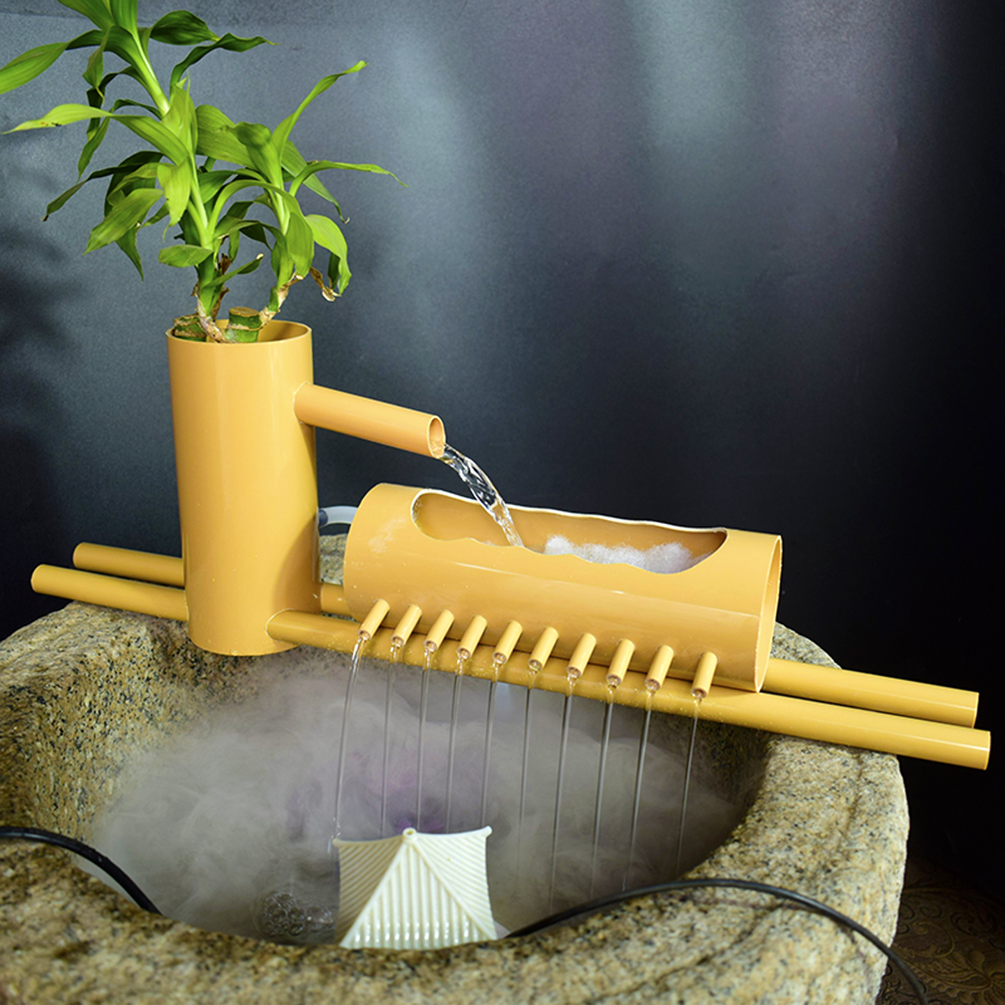 鱼缸过滤器竹流水器循环增氧造景