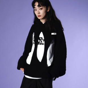 oversize毛衣外套女 毛绒破洞连帽卫衣外搭秋季 MONTION 2022AW