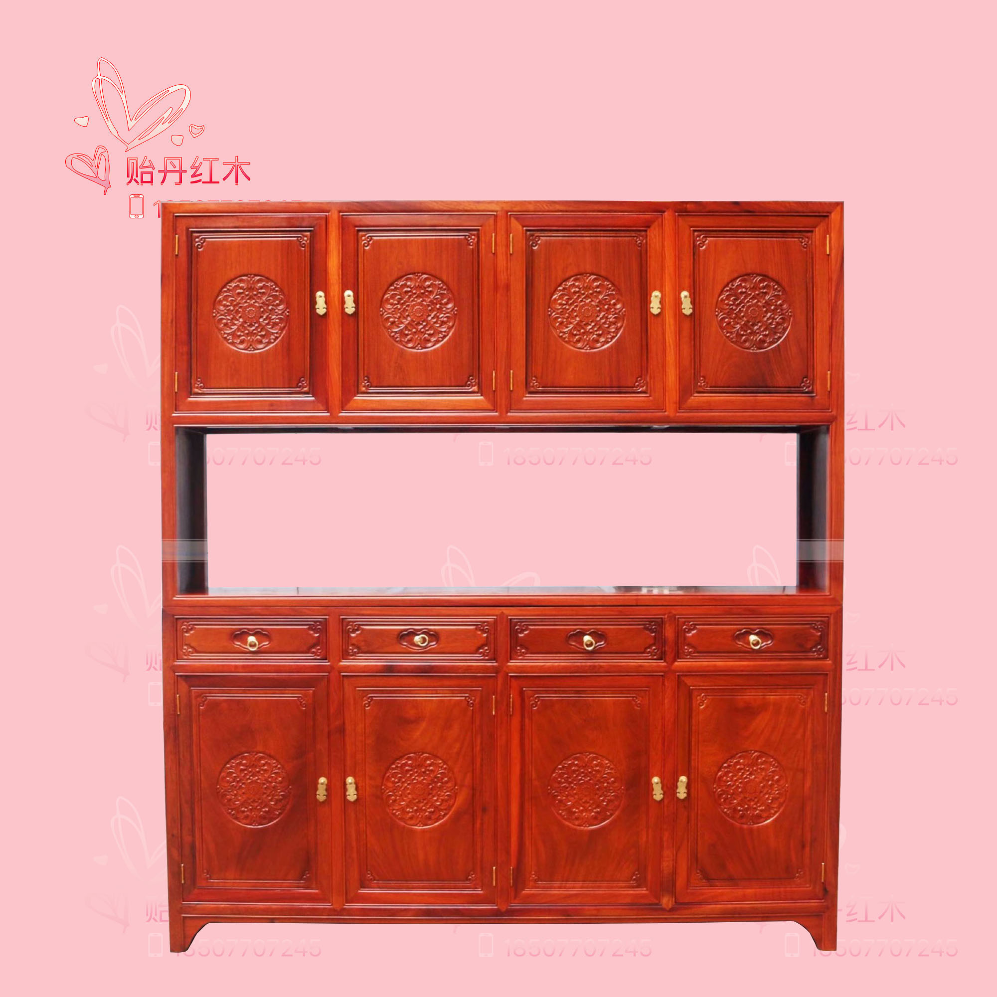 大果紫檀实木餐边柜 中式红木仿古储物柜 缅甸花梨仿古家具鞋柜