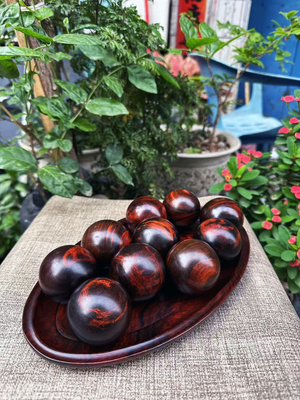 交趾黄檀老挝大红酸枝手球保健球练手转手健身按摩球直径5左右