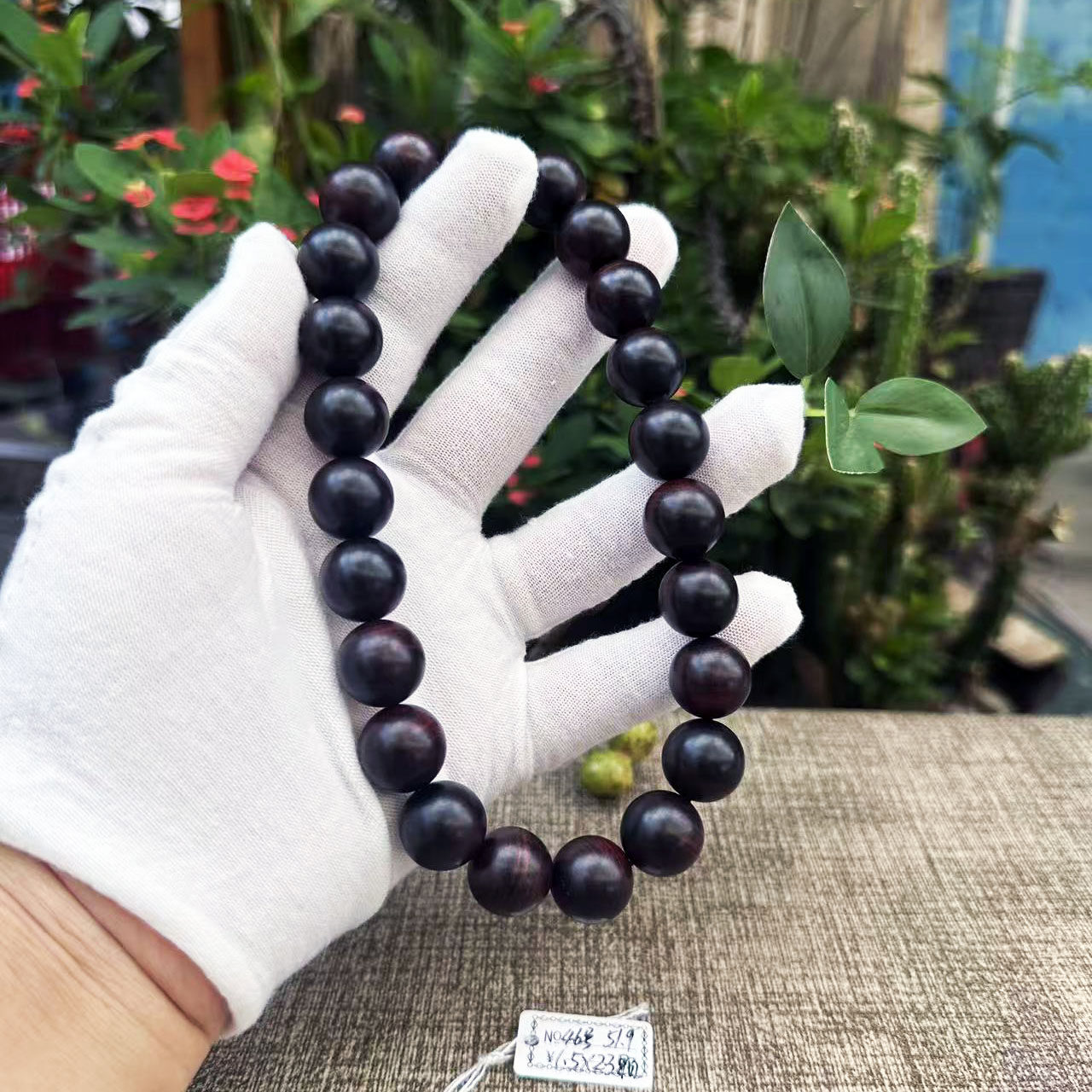大红酸枝黑飘红46号佛珠手串1.5×23颗51.9克交趾黄檀红木手链