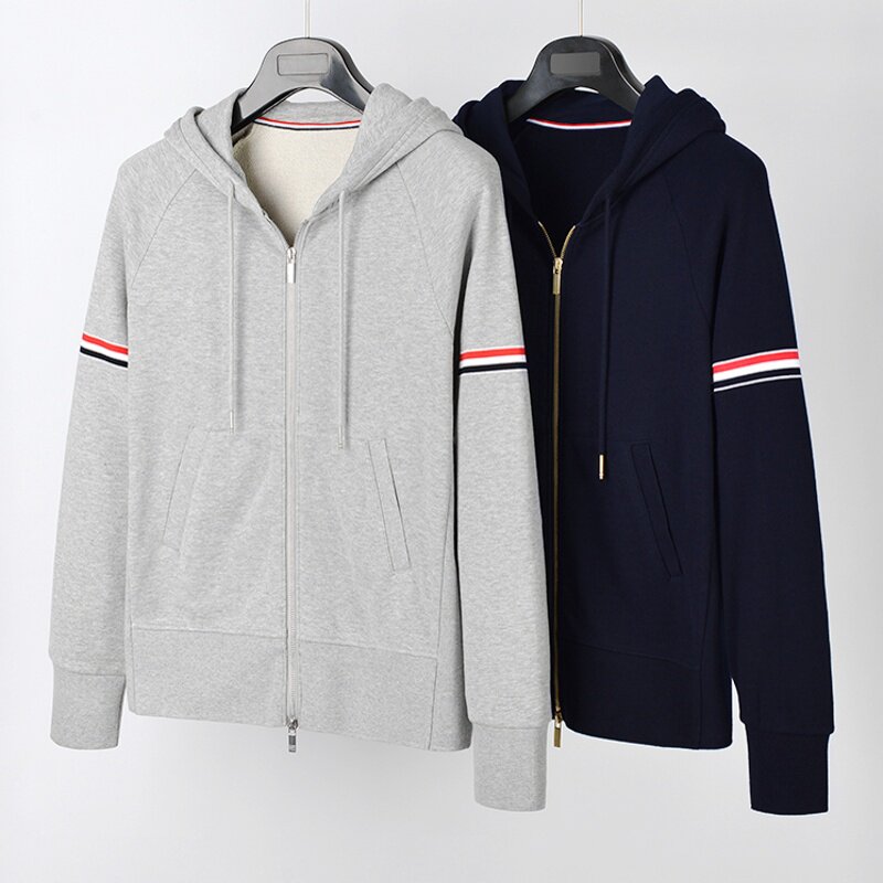 春秋新款tb卫衣男拉链连帽衫韩版纯棉休闲运动服情侣装女外套潮牌