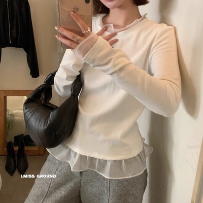 绝美内搭神器~白色加绒打底衫