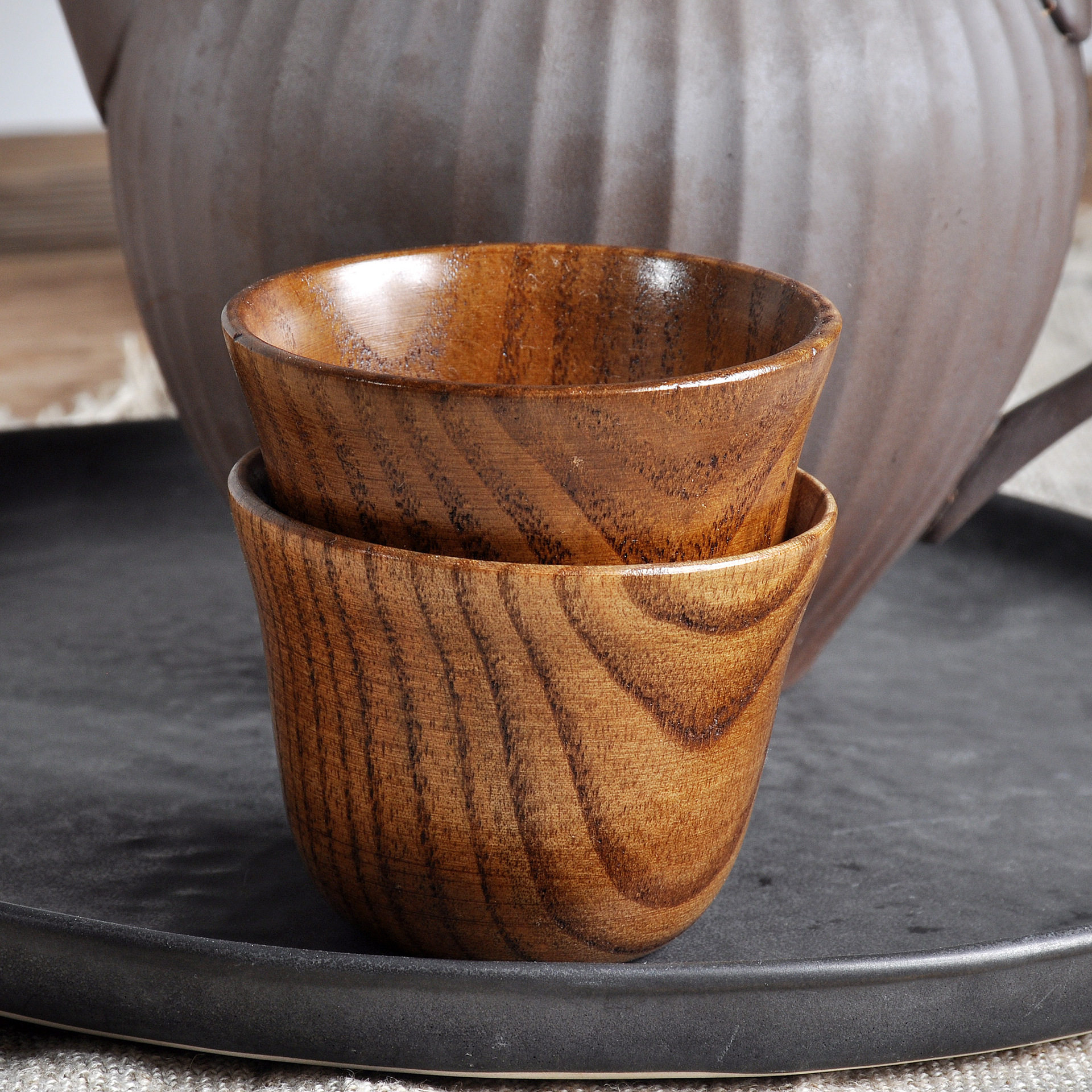 日式酸枣小容量木杯子木质反边杯小酒杯复古隔热餐厅茶水杯子现货