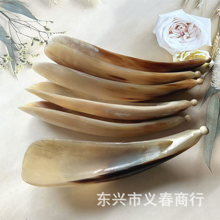 天然牛角尖带点刮筒面部按摩拨筋棒刮痧板加厚正宗手工牛角制品