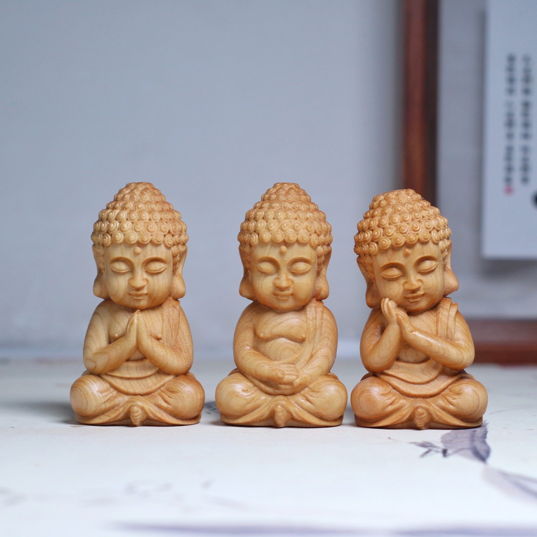 崖柏木雕Q版如来佛祖摆件小