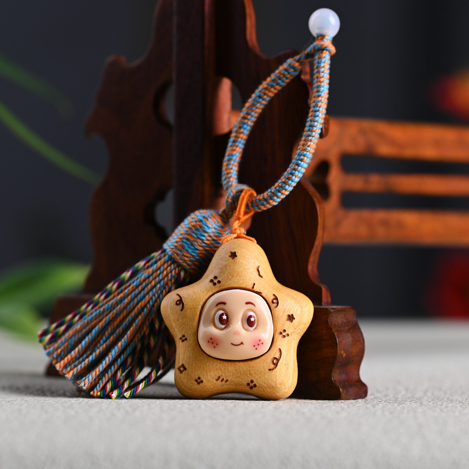 黄金檀小熊笑脸星星 DIY手串手链时尚配件实木雕刻创意小吊坠