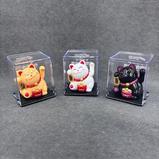 小号摇手太阳能招财猫招手风水猫汽车摆件年货礼品蛋糕装饰地摊