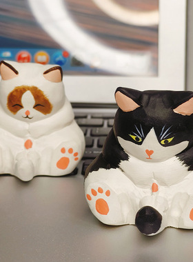 木制工艺品木雕摆件猫咪可爱