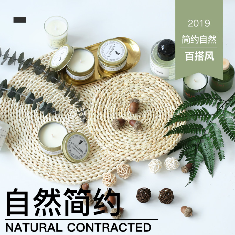 草编垫和藤编球美食摄影装饰ins风摄影美食摆拍网红拍照背景道具