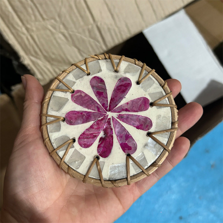 东南亚轻奢手工藤包贝壳镶嵌竹编