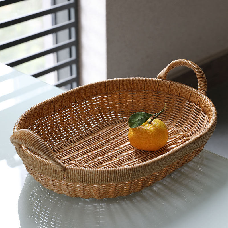 塑料藤编日式果盘仿藤客厅零食筐