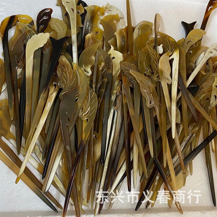 黄牛角发簪子复古发饰头饰不易断