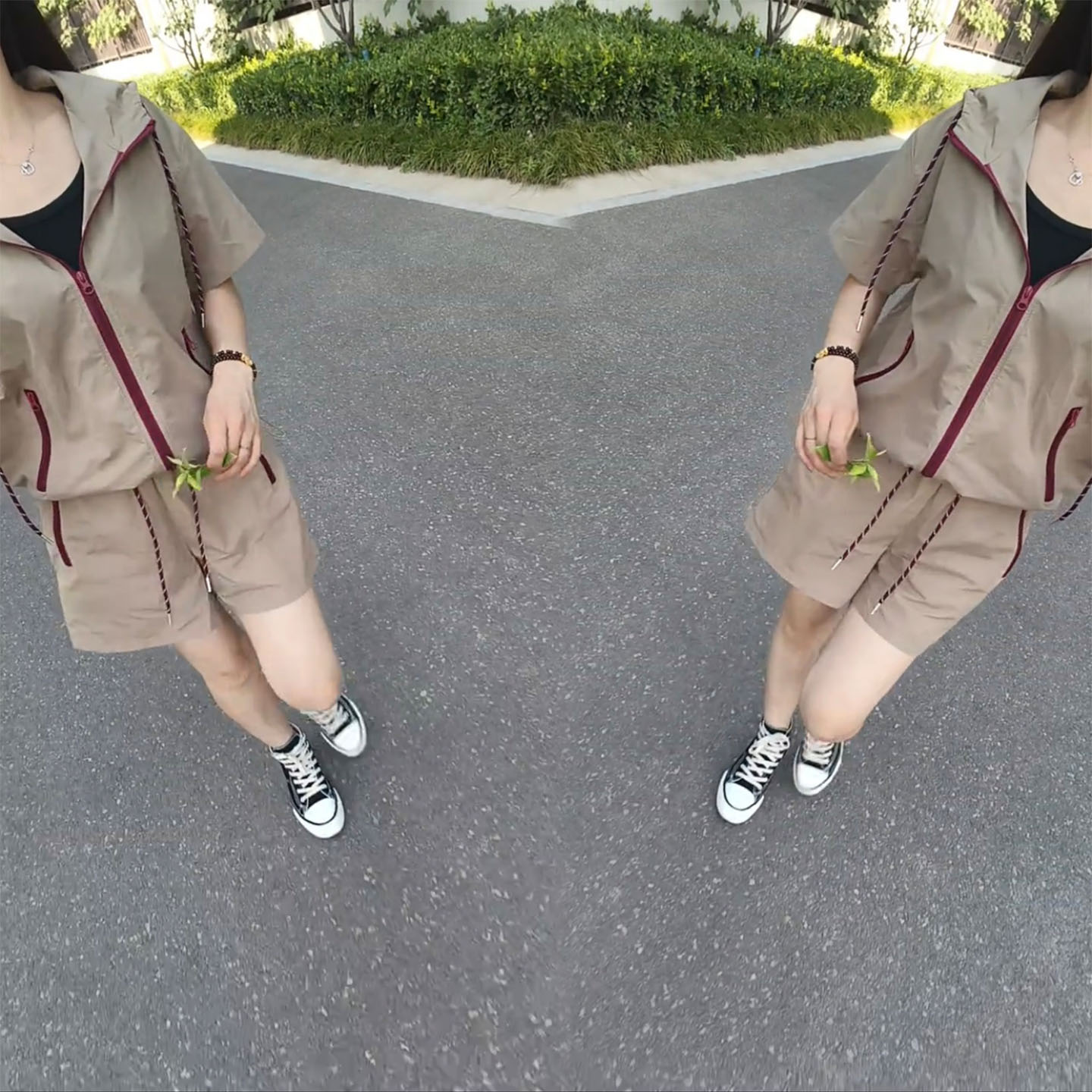 休闲时尚运动简约百搭两件套女高级感夏季洋气新款上衣短裤两件套