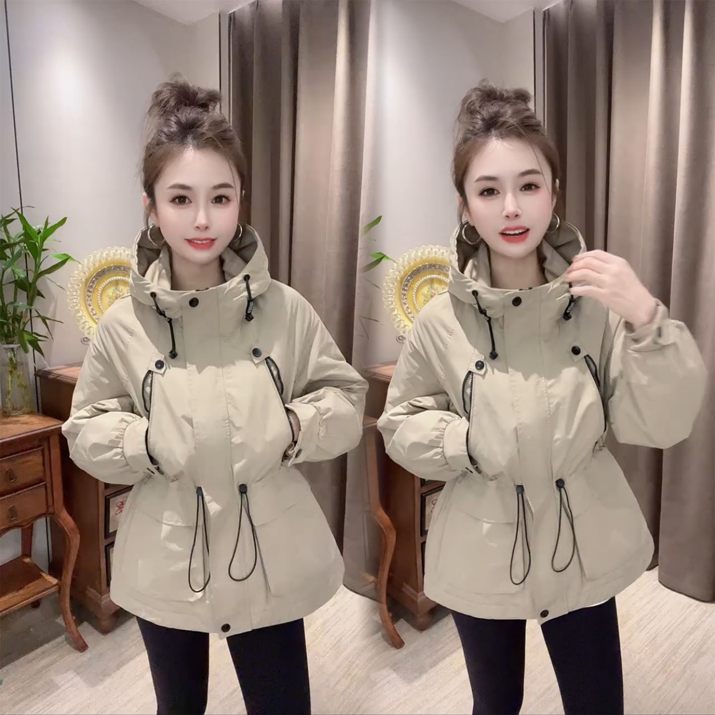 韩版休闲风衣中款加棉冲锋衣外套