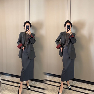 套装 气质西装 气质宽松高级感外套裙子两件套 时尚 今年流行春秋新款