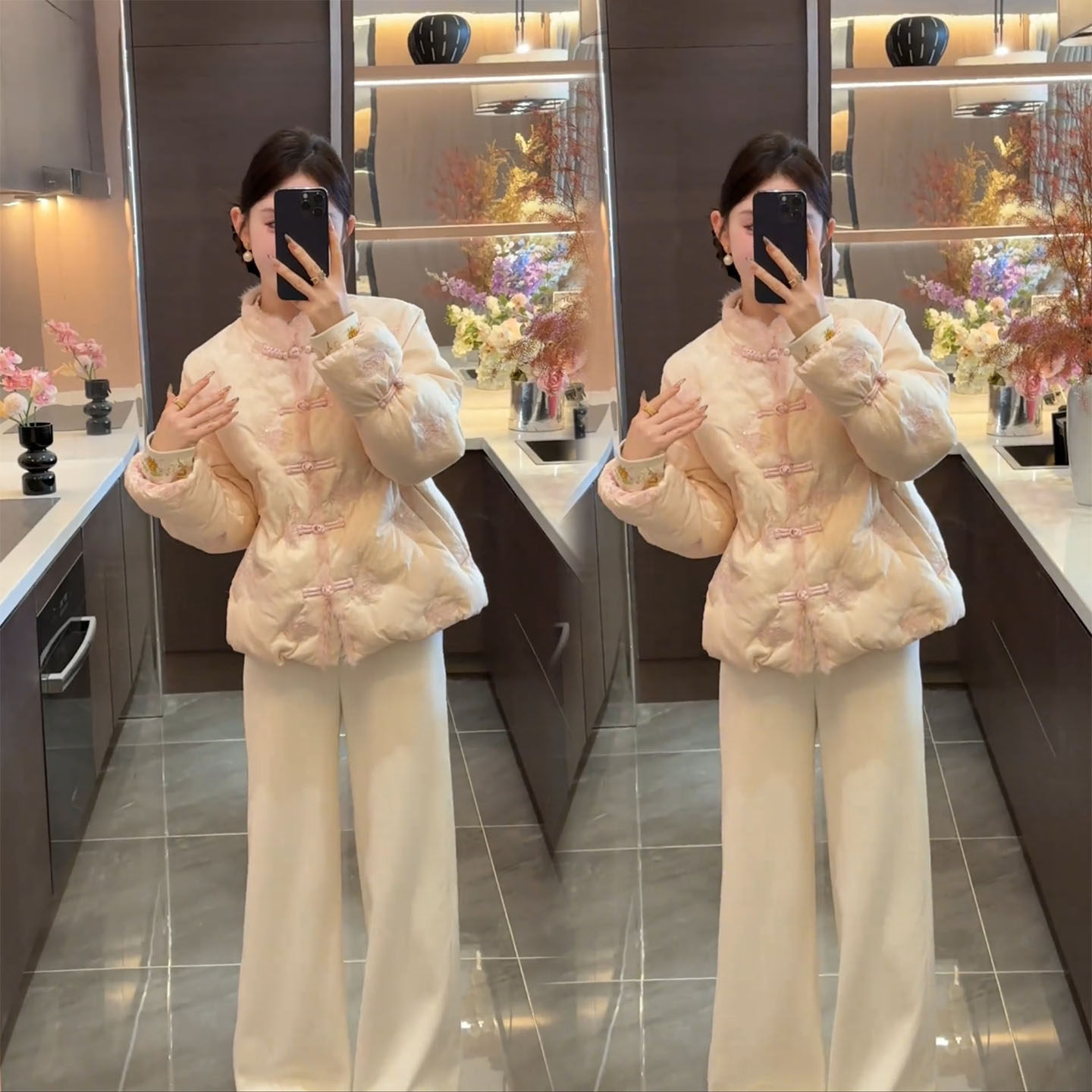 新中式风刺绣盘扣棉服阔腿裤两件套女冬季网红爆款时尚国风两件套,女装/女士精品,时尚套装,淘宝优惠券,粉丝福利购,淘宝优惠卷