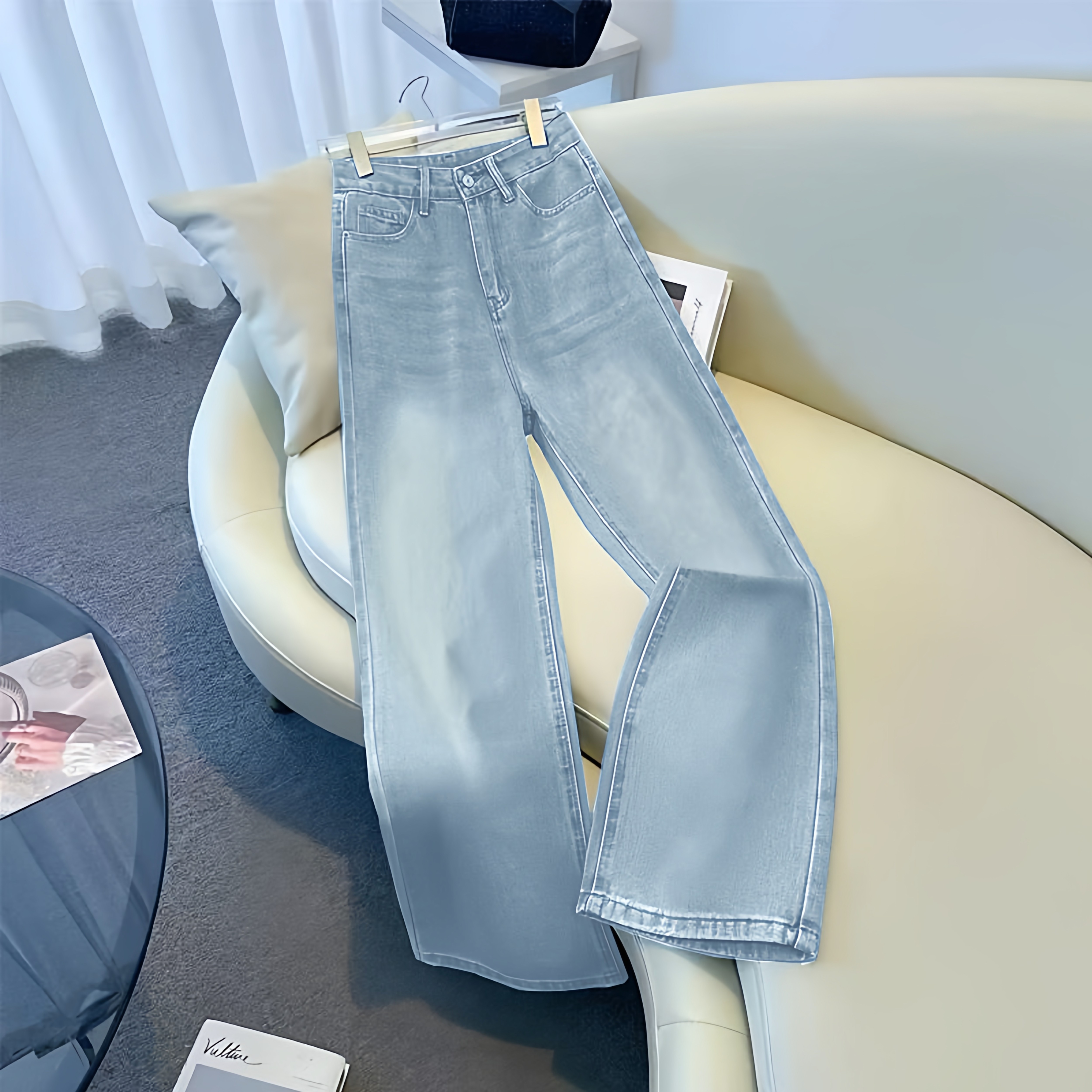 阔腿牛仔裤女春秋季2026年新款高腰大码胖mm显瘦垂感宽松直筒裤子