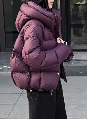 泡芙羽绒服女2025冬季新款短款白鸭绒高级感平湖高充绒量加厚外套